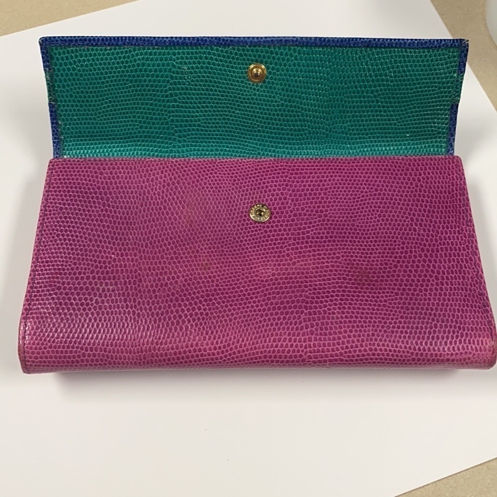 Neiman Marcus Reptile Embossed Multi Color Long C… - image 4